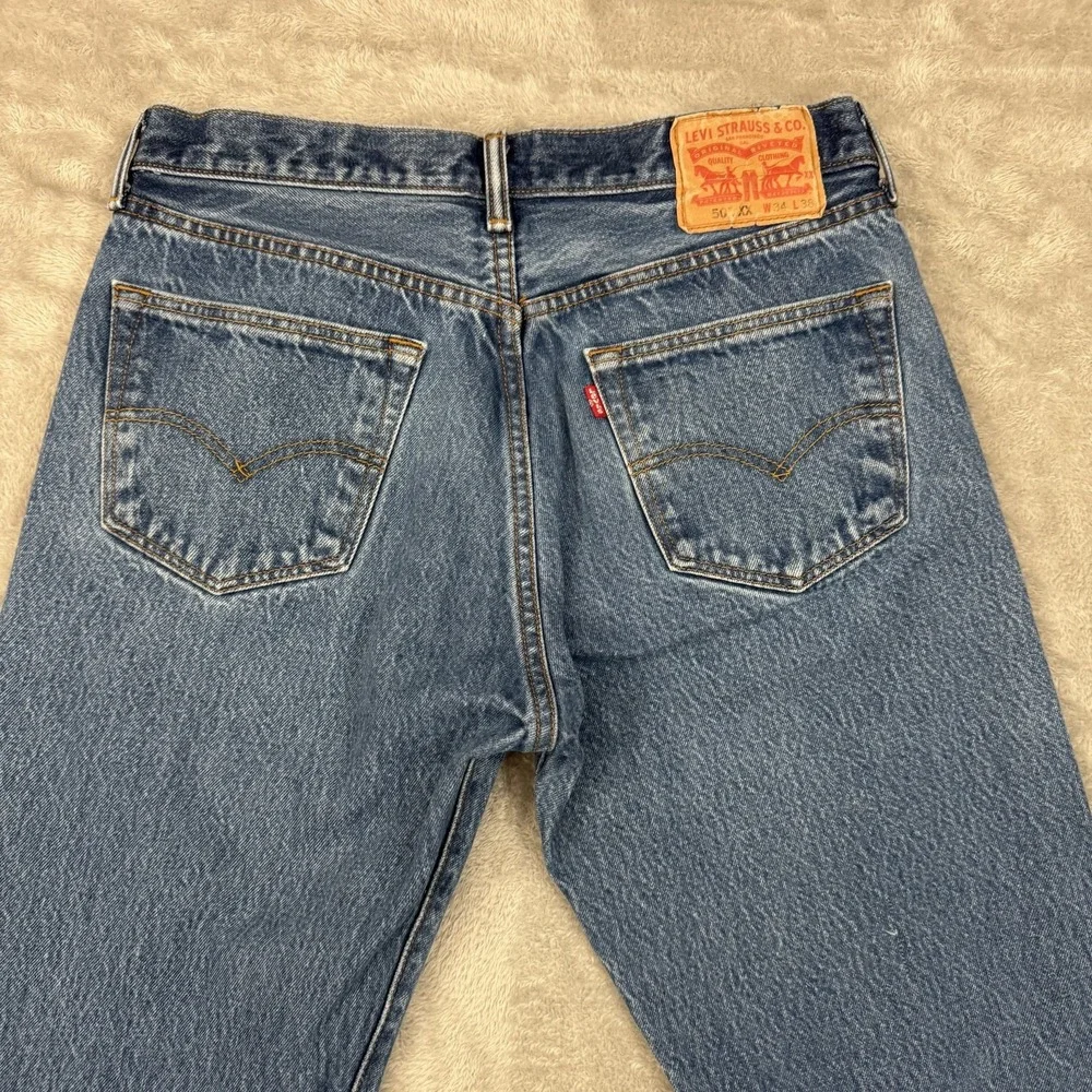 Levis 501XX Jeans Mens‎ 32x34 Button Fly Straight Blue Denim Original Red Tab